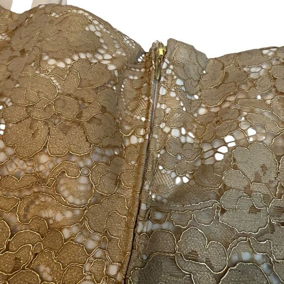 Lilly Pulitzer Sz 10 Aubrianna Strapless Midi Dress Gold Lace Metallic Gown‎ NWT - Picture 6 of 14